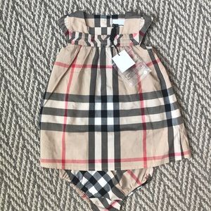 Burberry 9 month girls check dress and bloomers